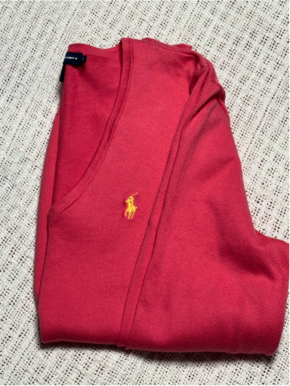 Ralph Lauren Sport Woman's Y2K Era Preppy Pink V-Neck Pony Logo Sweater Size M - Picture 6 of 6
